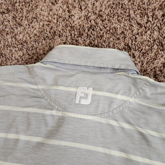 Footjoy Golf Polo Shirt Striped Size LARGE Grey Titleist Collar Shirt - Picture 7 of 7